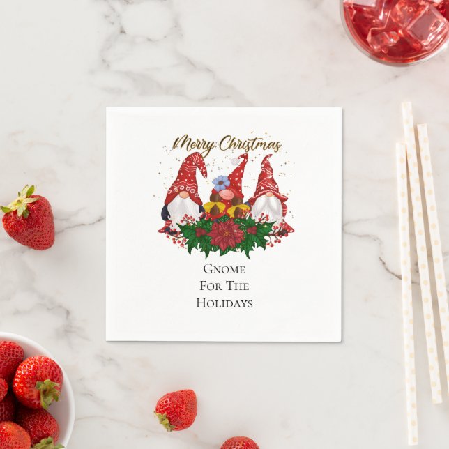 Serviette En Papier Gnome de Noël pour les fêtes Tendance  (En situation)
