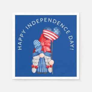 Serviette En Papier Gnome du 4 juillet fête de l'indépendance bleue