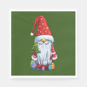 Serviette En Papier Gnome Gonk De Noël Habillé En Tenue Festive