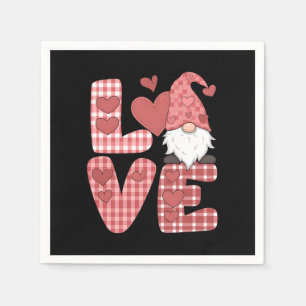 Serviette En Papier Gnome Mignon Saint-Valentin Cœur d'Amour