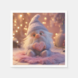 Serviette En Papier Gnome mignonne avec coeur : Saint Valentin Design
