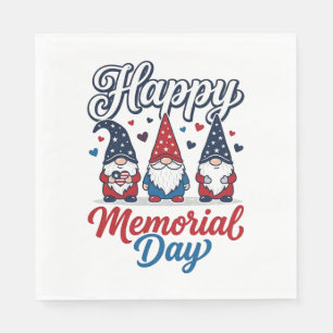 Serviette En Papier Gnome patriotique Bonne Fête des Morts Vintage T-S