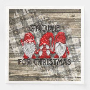 Serviette En Papier Gnome Pour Noël Plaid Rustic Country Farmhouse