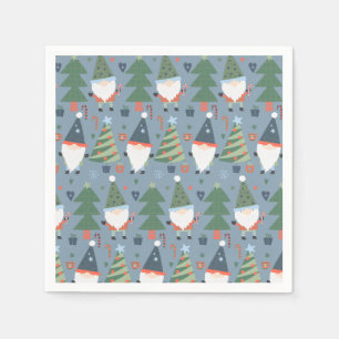 Serviette En Papier Gnomes de caricature et arbres de vacances 