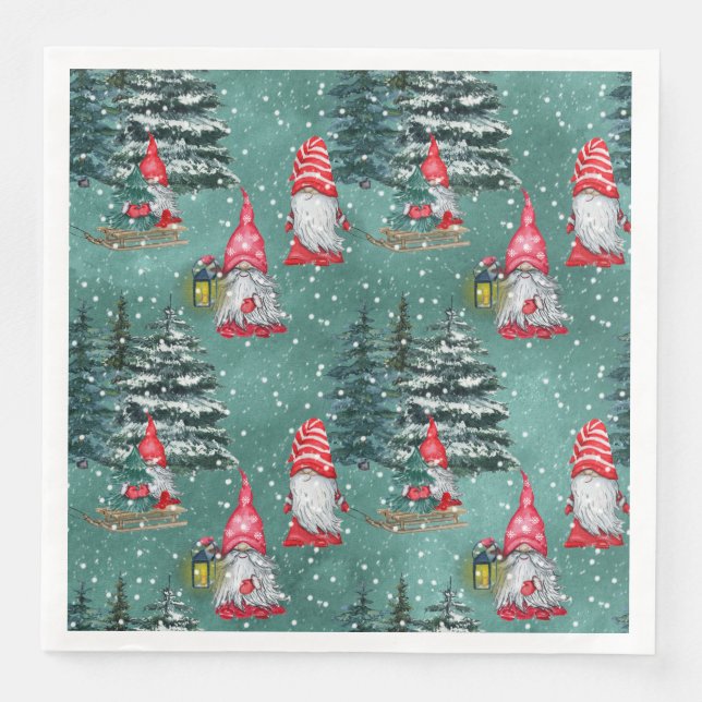 Serviette En Papier Gnomes de l'hiver de vacances (Devant)