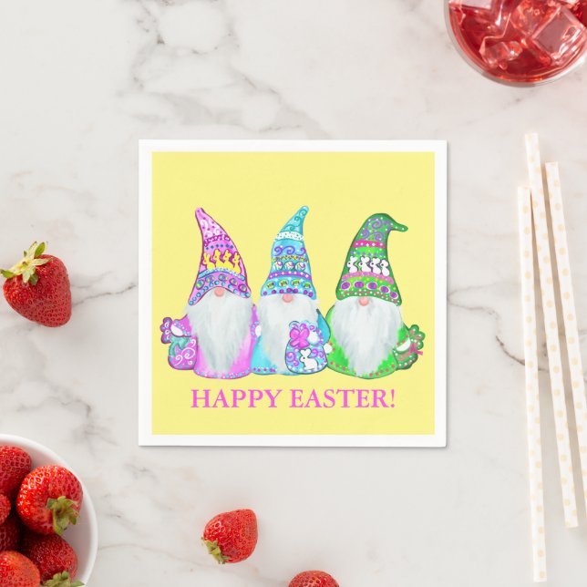 SERVIETTE EN PAPIER GNOMES DE PÂQUES (En situation)