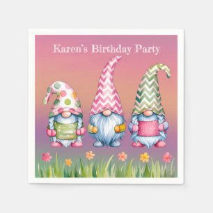 Serviette En Papier Gnomes de Pâques en Aquarelle Fête d'anniversaire