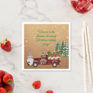 Serviette En Papier Gnomes Fantaisistes à la Fête de Noël dans un Cami