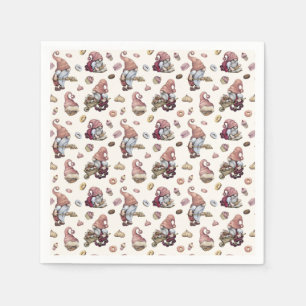 Serviette En Papier Gnomes préparant des cupcakes et des donuts Tendan