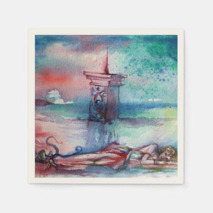 SERVIETTE EN PAPIER GNOMON ET DAME DU LAC