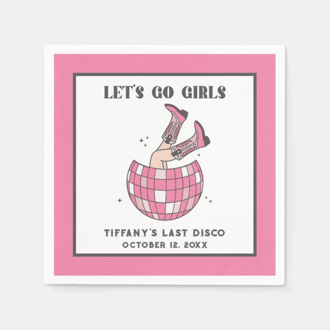 Serviette En Papier Go Girls Disco Cowgirl Bachelorette (Devant)
