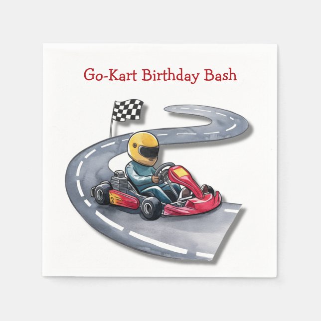 Serviette En Papier Go-Kart Anniversaire Bash (Devant)