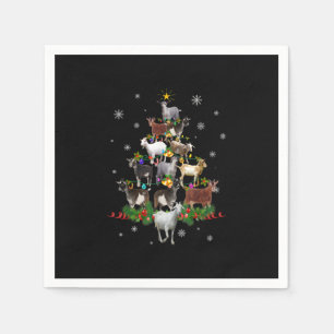 Serviette En Papier Goat Christmas Tree Snow Goat Xmas