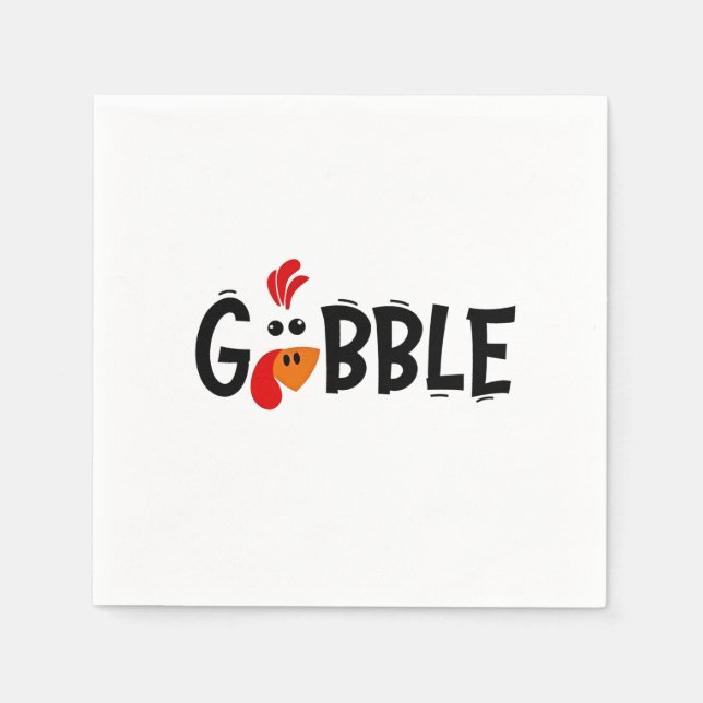 Serviette En Papier Gobble Funny Thanksgiving Turquie fête (Devant)