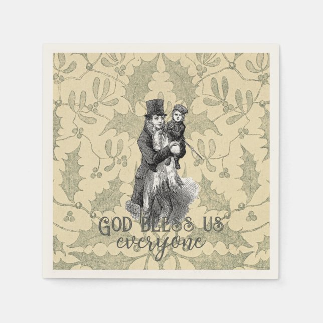 Serviette En Papier God bless us everyone Dickens Christmas Carol (Devant)
