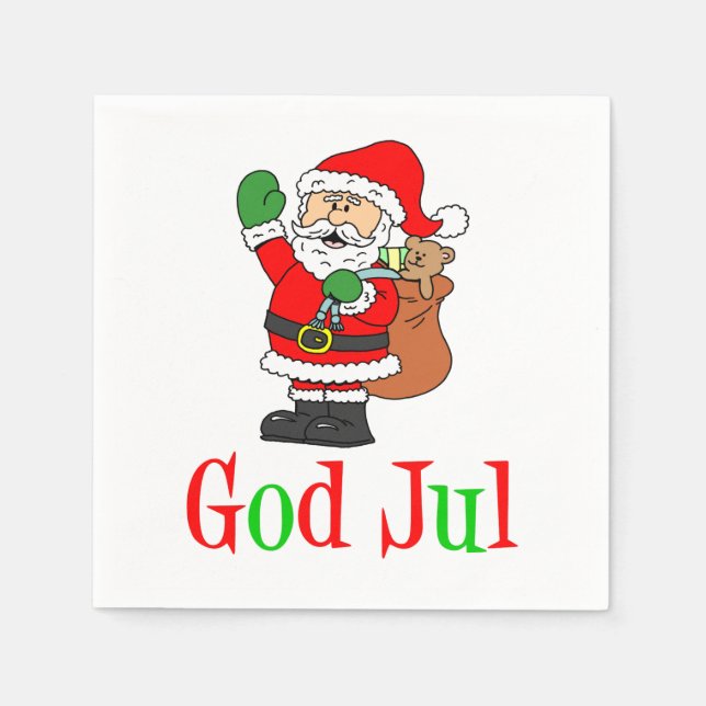 Serviette En Papier God Jul Swedish Christmas Père Noël Napkins (Devant)