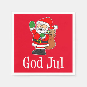 Serviette En Papier God Jul Swedish Christmas Père Noël Napkins