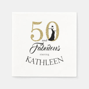 Serviette En Papier Gold 50 et fabuleux fête d'anniversaire Nom person