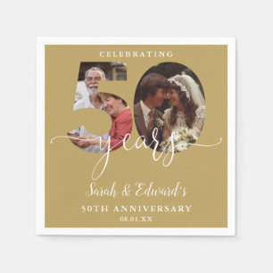 Serviette En Papier Gold 50e anniversaire Mariage 2 photo