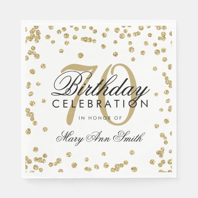 Serviette En Papier Gold 70e anniversaire Parties scintillant Confetti (Devant)