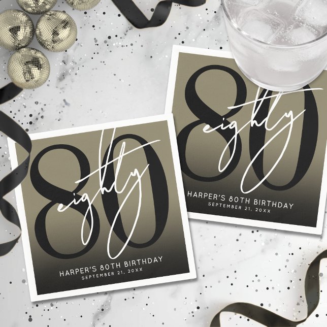 Serviette En Papier Gold 80th Birthday Party (Gold 80th Birthday Party Napkins )