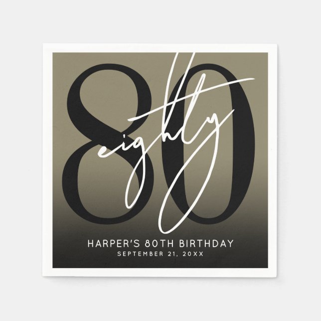 Serviette En Papier Gold 80th Birthday Party (Devant)