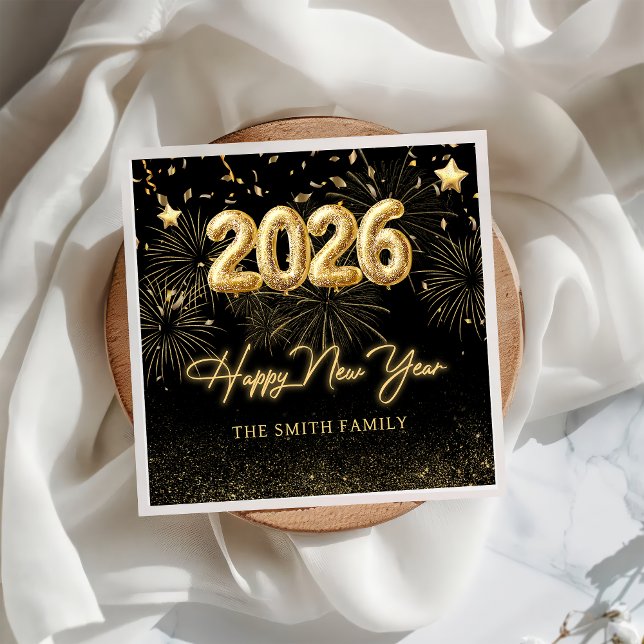 Serviette En Papier Gold Balloon New Years Eve Party Paper Napkin (Créateur téléchargé)