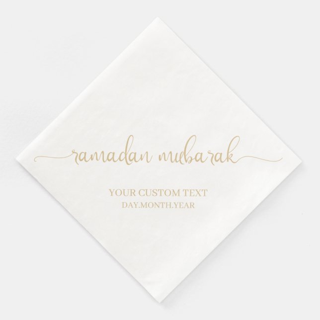 Serviette En Papier Gold Beige Ramadan Mubarak Calligraphie Personnali (Coin)