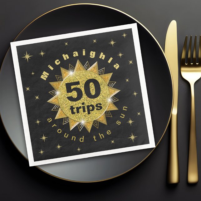 Serviette En Papier Gold Black Anniversaire (Créateur téléchargé)