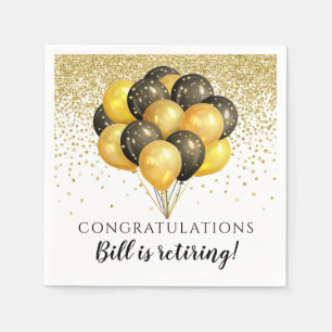 Serviette En Papier Gold Black Balloons Gold Parties scintillant Parti