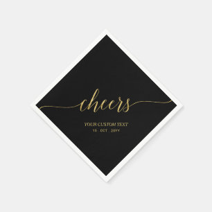 Serviette En Papier Gold & Black Élégant Lettrage Chaleureux