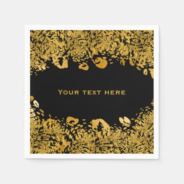 Serviette En Papier Gold & Black Exotic Jungle Cheetah Elegant (Devant)
