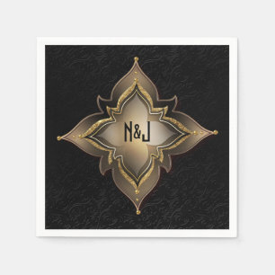 Serviette En Papier Gold Black & Glam Exotic Chic Flower Party