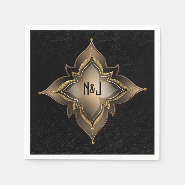 Serviette En Papier Gold Black & Glam Exotic Chic Flower Party (Devant)