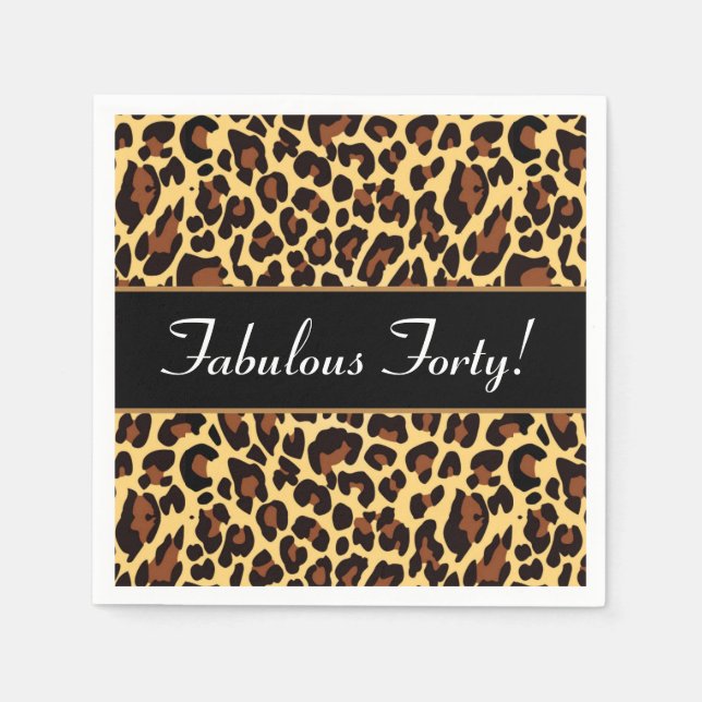 Serviette En Papier Gold Black Leopard Fabuleux 40 Anniversaire A10 (Devant)