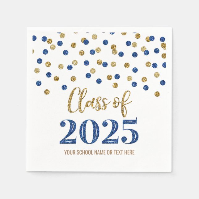Serviette En Papier Gold Blue Confetti Classe de serviettes 2025 (Devant)