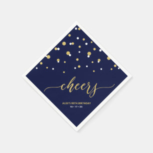 Serviette En Papier Gold & Blue Hexagon Confetti Soirée personnalisée