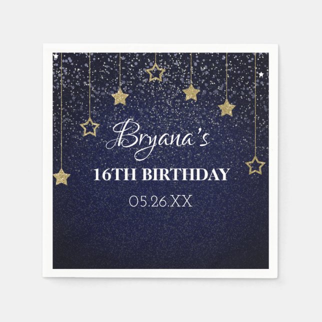 Serviette En Papier Gold Blue Prom Under Stars Starry Night Anniversai (Devant)