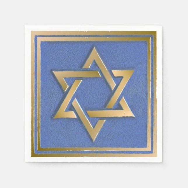 Serviette En Papier Gold Blue Star de David Art Panel (Devant)