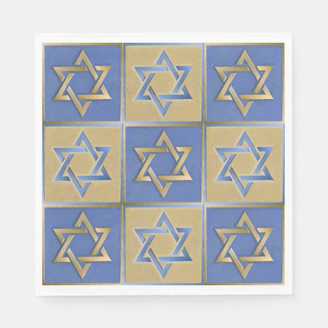 Serviette En Papier Gold Blue Star de David Art Panels (Devant)