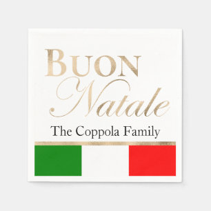 Serviette En Papier Gold Buon Natale Italie Drapeau Noël