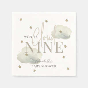 Serviette En Papier Gold Cloud 9 Gold Stars Baby shower Aquarelle