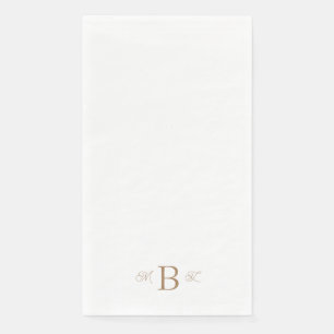 Serviette En Papier Gold Combo Police Monogramme Mariage blanc