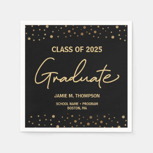 Serviette En Papier Gold Confetti Classe de graduation de fond 2025