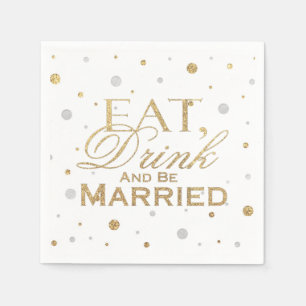 Serviette En Papier Gold Confetti Manger Boire et être marié