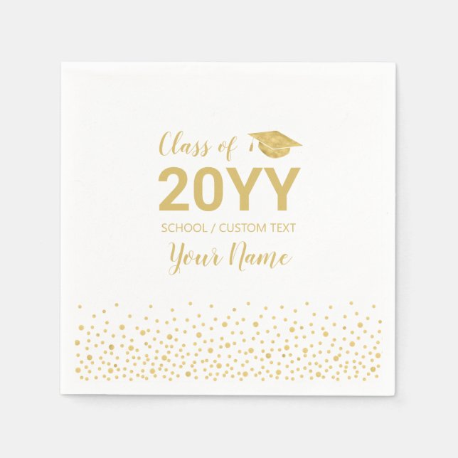 Serviette En Papier Gold Confetti Moderne Graduation Party Favoriser (Devant)