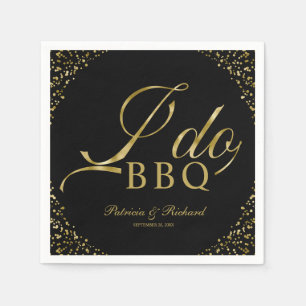 Serviette En Papier Gold Confetti Noir I Do BBQ