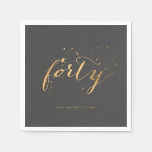 Serviette En Papier Gold Confetti Quarante-40e fête d'anniversaire