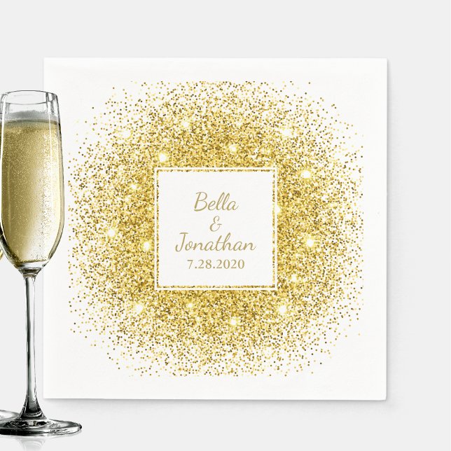 Serviette En Papier Gold Confetti Romantique Élégant mariage personnal (Créateur téléchargé)