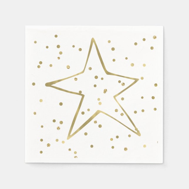 Serviette En Papier Gold Confetti Star (Devant)